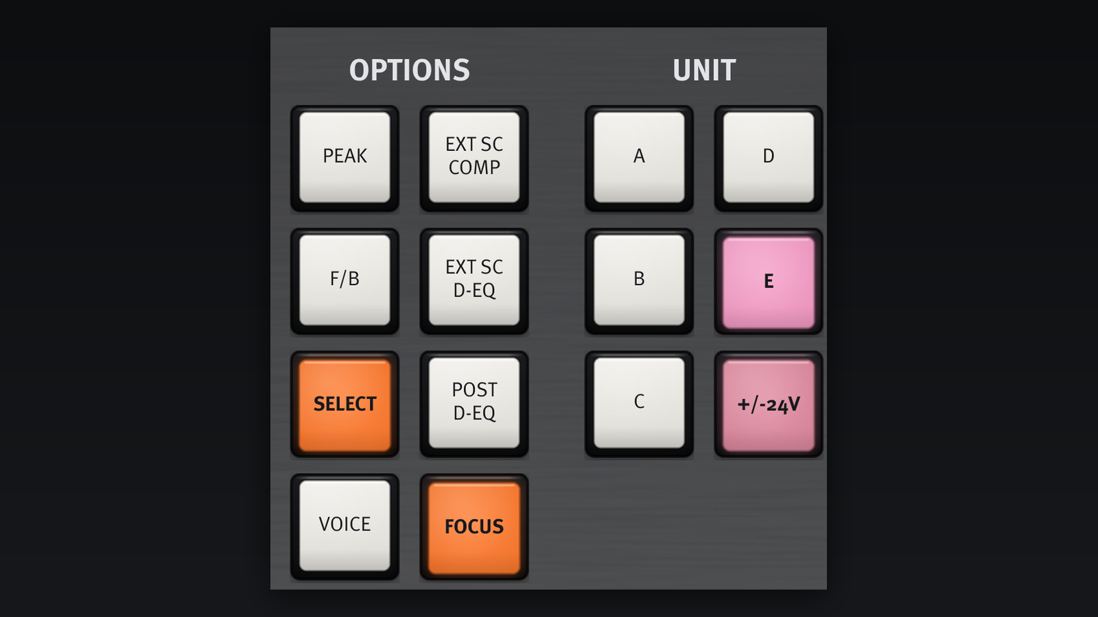 Camber -- OPTIONS and UNIT button bank