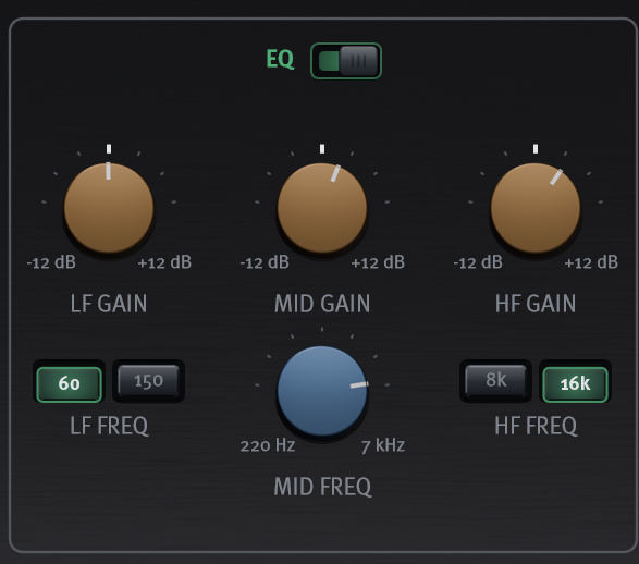 Gravity Channel EQ section with live curve display