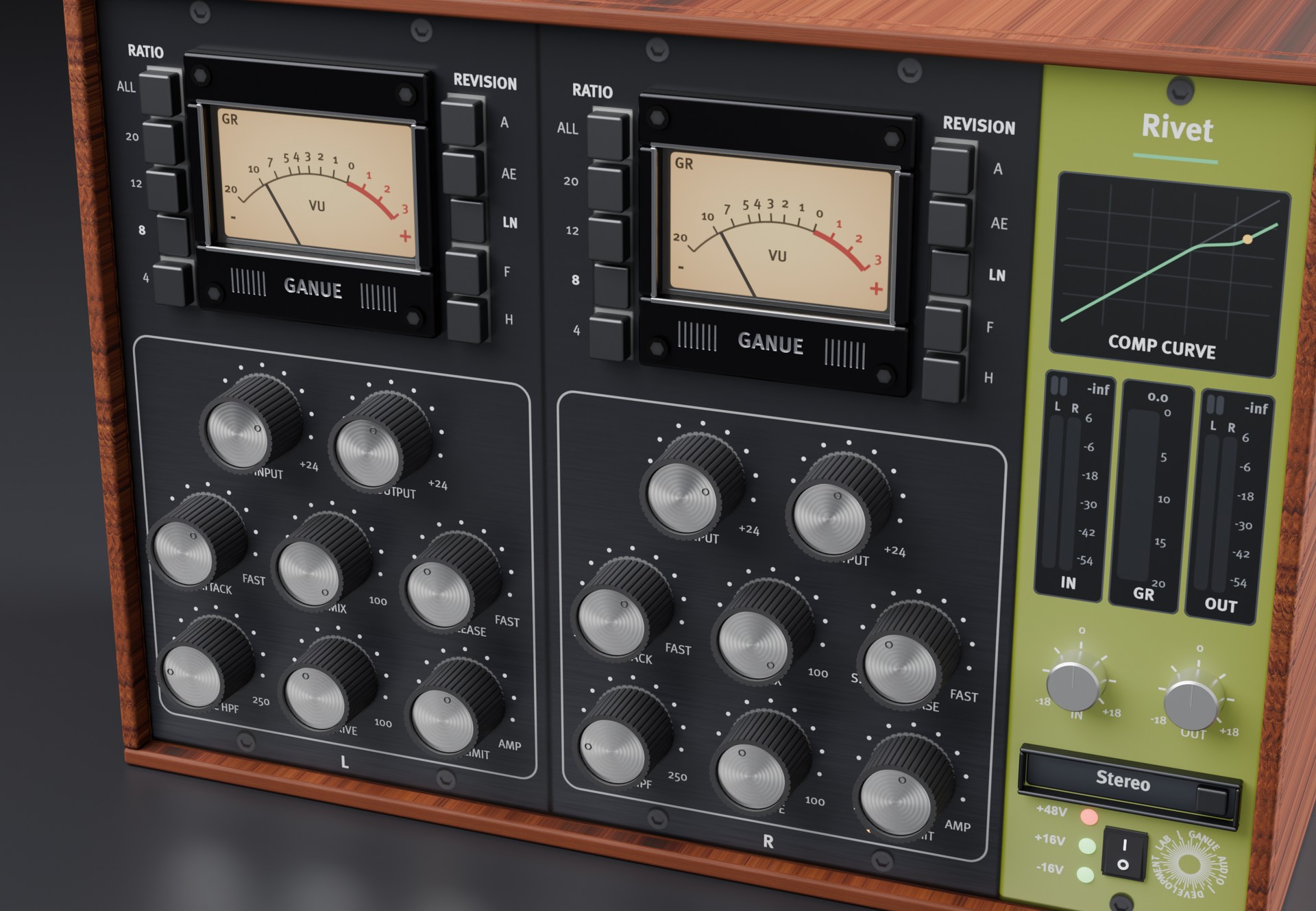 Rivet rendered as a single hardware unit, three-quarter view
